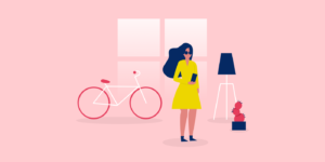 limber illustration woman device house