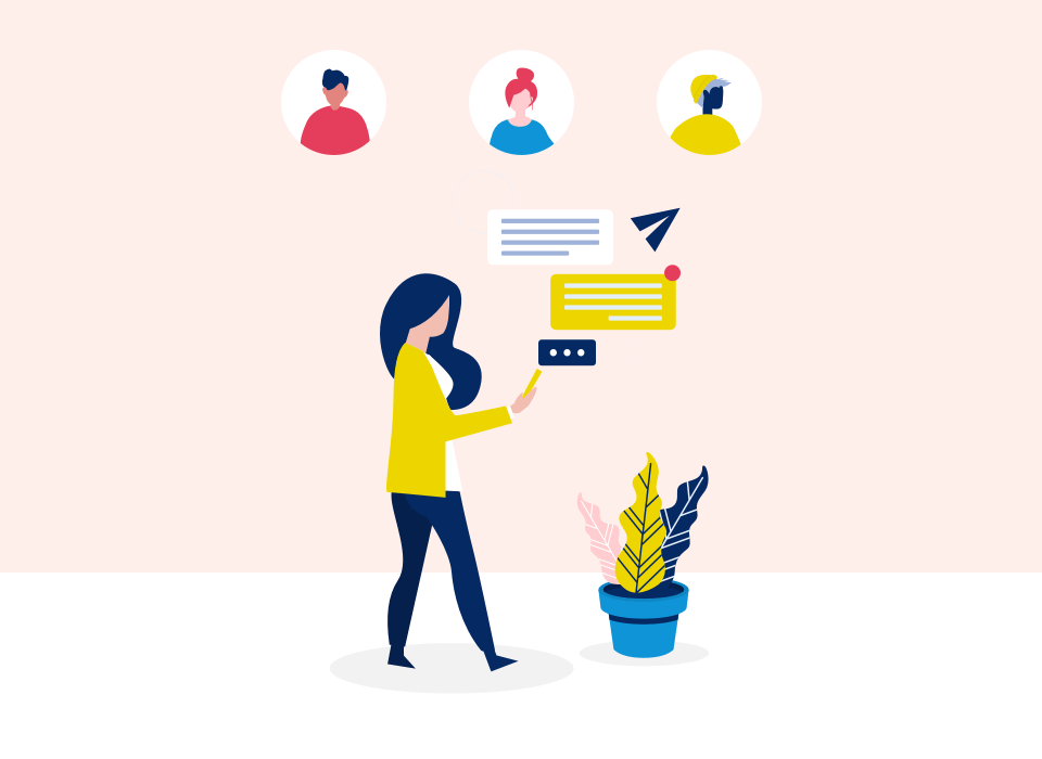 woman illustration communicating with recruiters